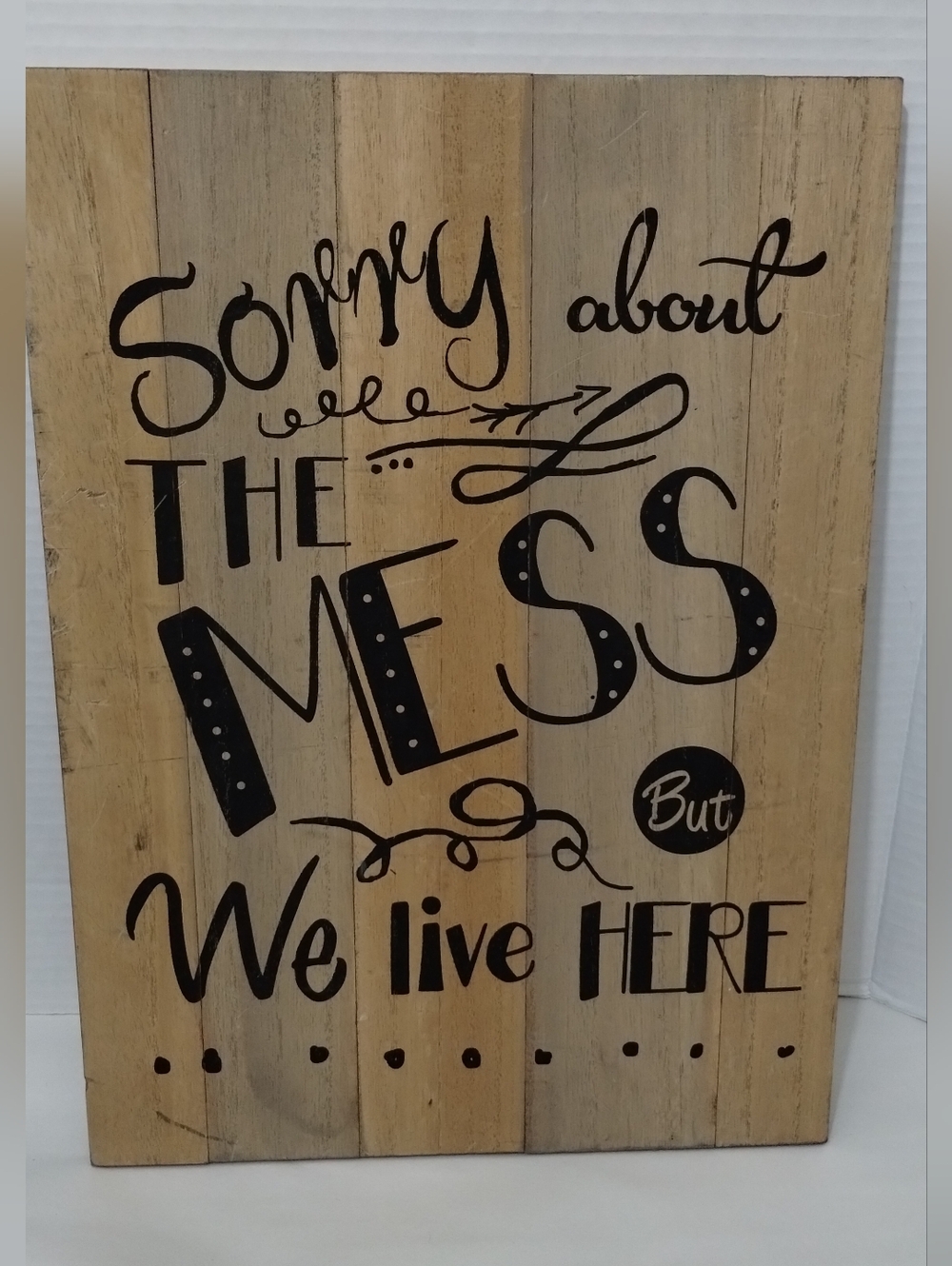Hobby Lobby Wall Decor Sign  "Sorry about The Mess But We Live Here"